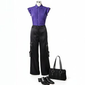 OUTFIT BUNDLE N2 – Purple top, pants & Handbag | Closet Mix & Match Pieces